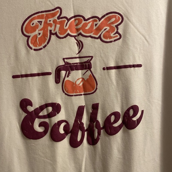 NWOT Fresh Coffee Enthusiast Barista Long Sleeved Soft Sleep Tee Crew White M - Picture 3 of 8
